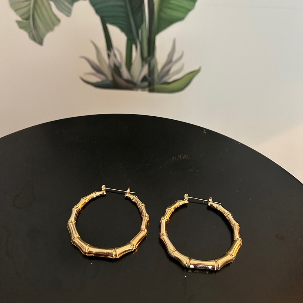 Gold Bamboo Hoop Earrings